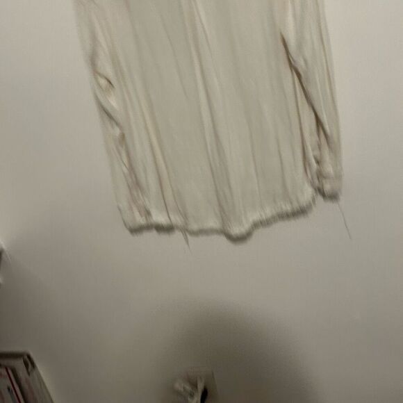 Emory Park White Linen Blend Button Front Blouse Size S Classic Neutral Minimal - Picture 6 of 10